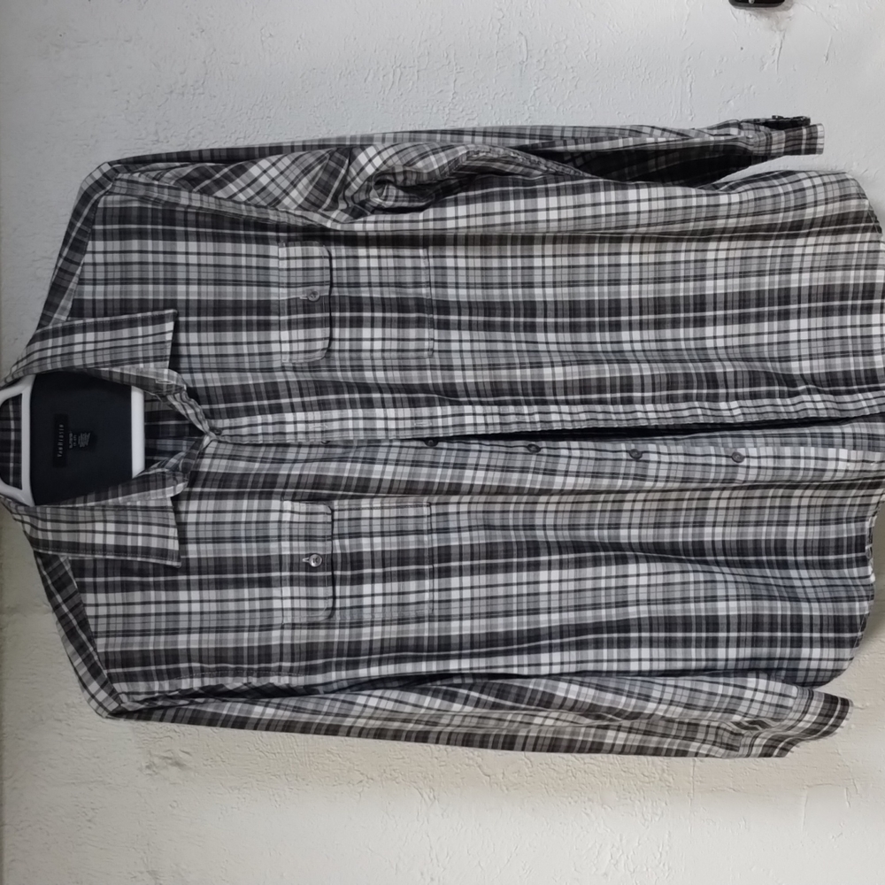 Plaid black gray and white